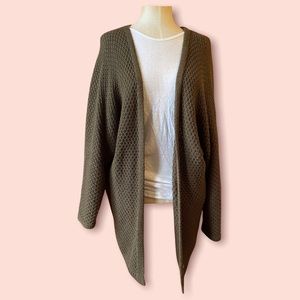Sadie&Sage Army Green Woven Oversized Cardigan